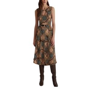 Lauren Ralph Lauren Women’s Tan Plaid Georgette Dress Size 12